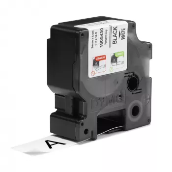 DYMO Rhino teollisuusvinyylitarrat | 24 mm x 5,5 m | musta teksti valkoisella | itseliimautuva | LabelManager- ja Rhino-tarratulostimille