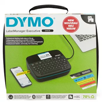 DYMO LabelManager Executive 640 CB kannettava tarratulostinpaketti kantolaukulla ja 3 tarrakasetilla | Kompakti QWERTY-tarratulostin | Bluetooth- ja USB-liitettävyys | Yhteensopiva D1-tarrojen kanssa