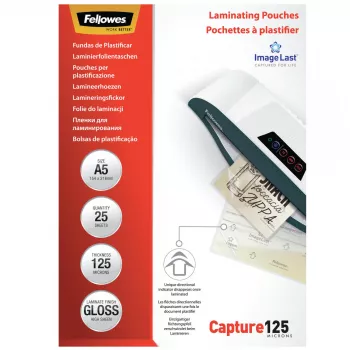 Fellowes ImageLast A5 125 mikronia laminointitaskut – 25 kpl:n pakkaus, kiiltävä, läpinäkyvä, A5, 0,125 mm, 218 mm, 1 mm