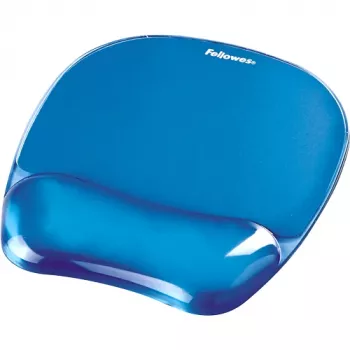 Fellowes Mouse Mat Wrist Support - Crystals Gel -hiirimatto liukumattomalla kumipohjalla – ergonominen hiirimatto tietokoneelle, kannettavalle, kotitoimistoon – yhteensopiva laser- ja optisten hiirten kanssa – sininen