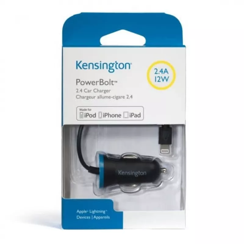 Kensington PowerBolt™ 2.4 autolaturi – musta, auto, savukkeensytytin, 1 m, musta