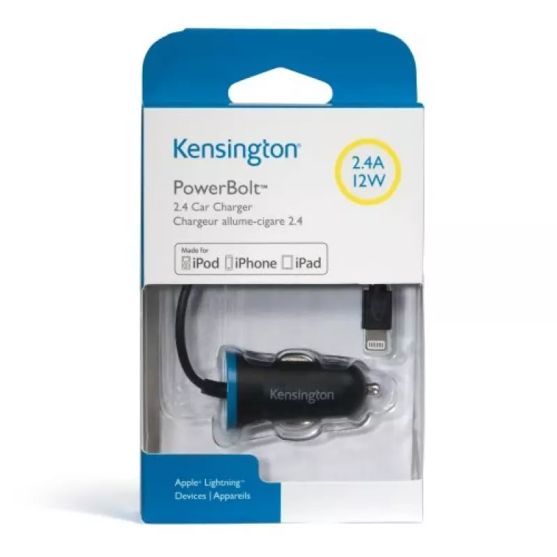 Kensington PowerBolt™ 2.4 autolaturi – musta, auto, savukkeensytytin, 1 m, musta