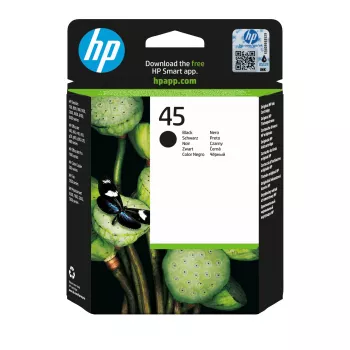 HP 45 Large musta alkuperäinen mustepatruuna, musta, 1 kpl, 930 sivua