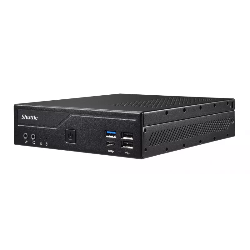 Shuttle ohut PC DH610, S1700, 1x HDMI, 2x DP, 1x 2,5 tuumaa, 2x M.2, 2x LAN (Intel 1G + 2.5G), 2x COM, 24/7 jatkuva käyttö, sis. VESA