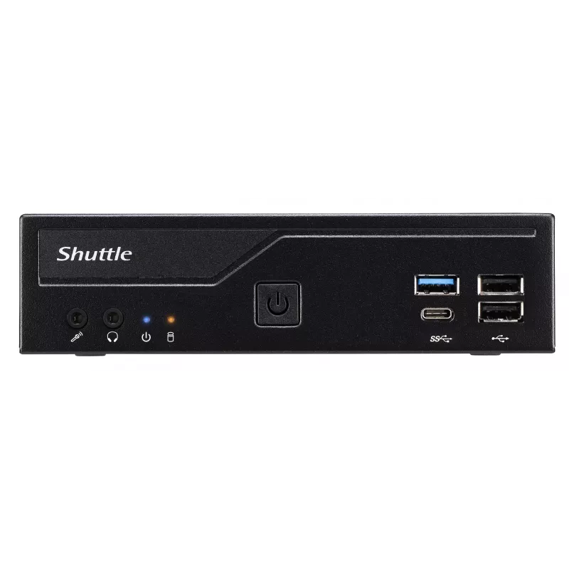 Shuttle ohut PC DH610, S1700, 1x HDMI, 2x DP, 1x 2,5 tuumaa, 2x M.2, 2x LAN (Intel 1G + 2.5G), 2x COM, 24/7 jatkuva käyttö, sis. VESA
