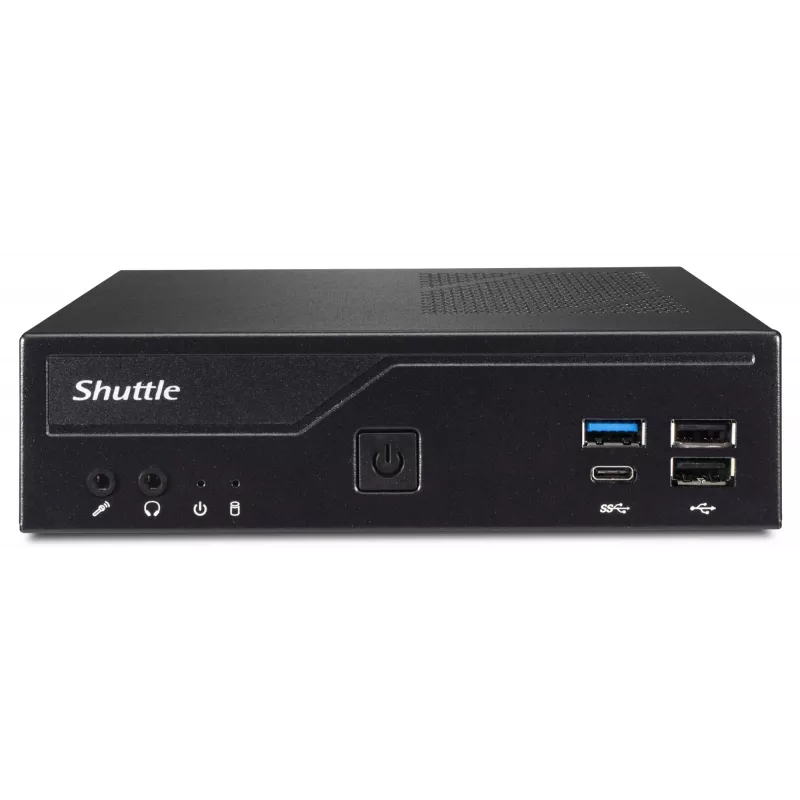 Shuttle ohut PC DH610, S1700, 1x HDMI, 2x DP, 1x 2,5 tuumaa, 2x M.2, 2x LAN (Intel 1G + 2.5G), 2x COM, 24/7 jatkuva käyttö, sis. VESA