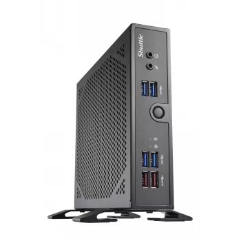 Shuttle XPC ohut barebone DS50U5, i5-1335U, 2x LAN (1x 2,5 Gbit, 1x 1 Gbit), 1x COM, 1x HDMI, 1x DP, 1x VGA, tuuletinon, 24/7 jatkuva käyttö