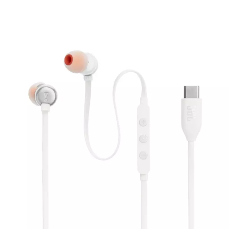 JBL Tune 310C kuulokemikrofoni johdollinen nappikuuloke puhelut/musiikki USB Type-C valkoinen