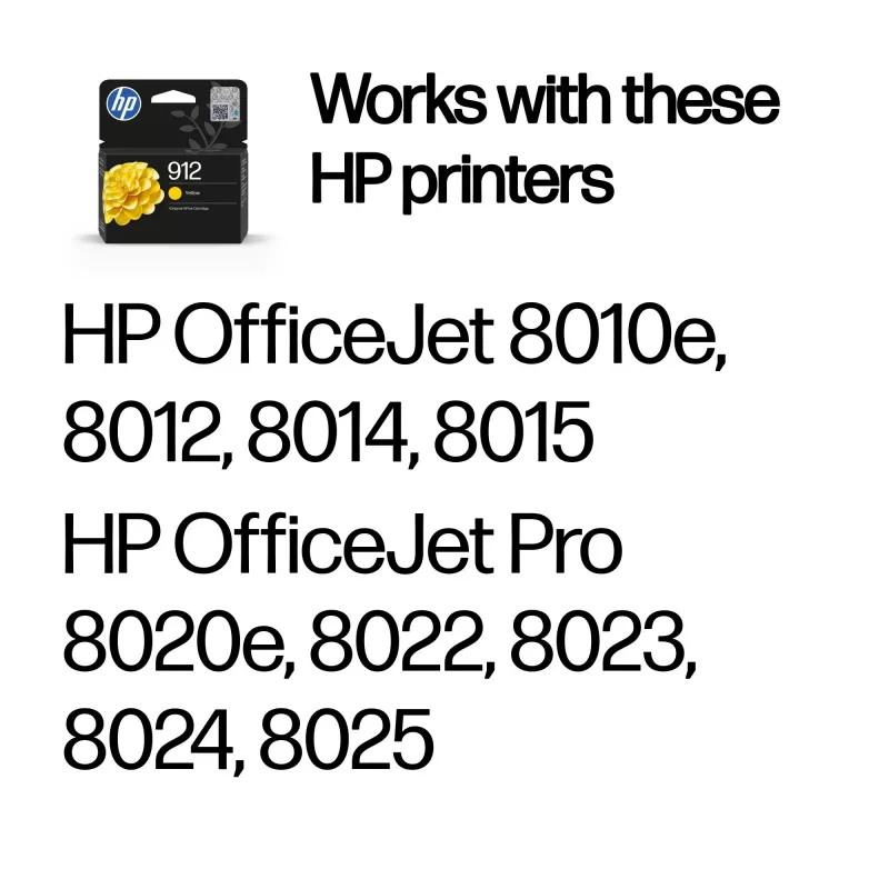 HP 912 keltainen alkuperäinen mustesuutin, keltainen, 1 kpl, 315 sivua