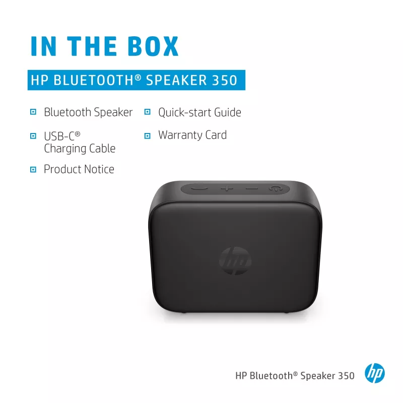 HP hopea Bluetooth-kaiutin 350, langaton, valkoinen, yleiskäyttöinen, sisäänrakennettu akku, 180 g, 78,5 mm