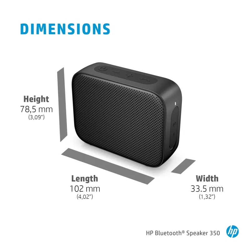 HP hopea Bluetooth-kaiutin 350, langaton, valkoinen, yleiskäyttöinen, sisäänrakennettu akku, 180 g, 78,5 mm