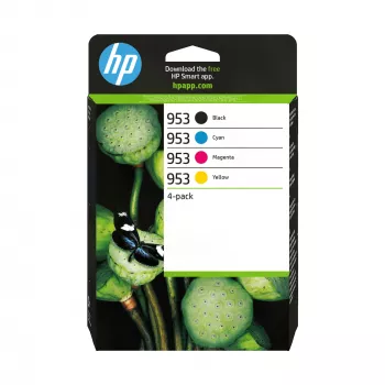 HP 953 4 kpl:n pakkaus musta/syaani/magenta/keltainen alkuperäiset mustekasetit