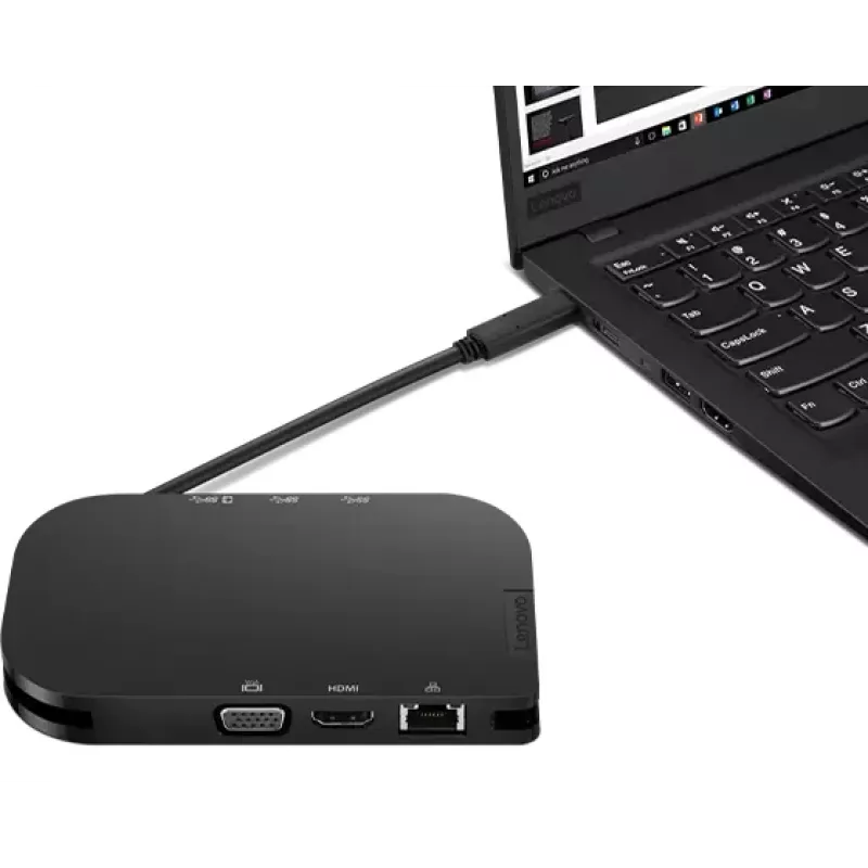 Lenovo 4X91H02421 USB-keskitin USB Type-C 5000 Mbit/s musta