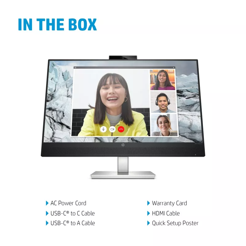 HP E27m G4 QHD USB-C -kokousnäyttö, 68.6 cm (27 inch), 2560 x 1440 pikseliä, Quad HD, LCD, 5 ms, musta, hopea