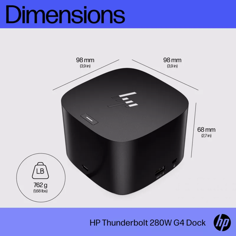 HP Thunderbolt Dock 280W G4 -johdollinen telakointiasema Thunderbolt 4, musta
