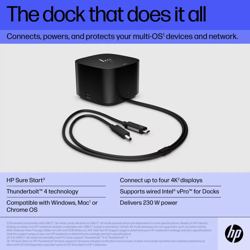 HP Thunderbolt Dock 280W G4 -johdollinen telakointiasema Thunderbolt 4, musta