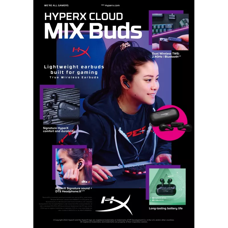 HyperX Cloud MIX Buds -langattomat kuulokkeet (musta)