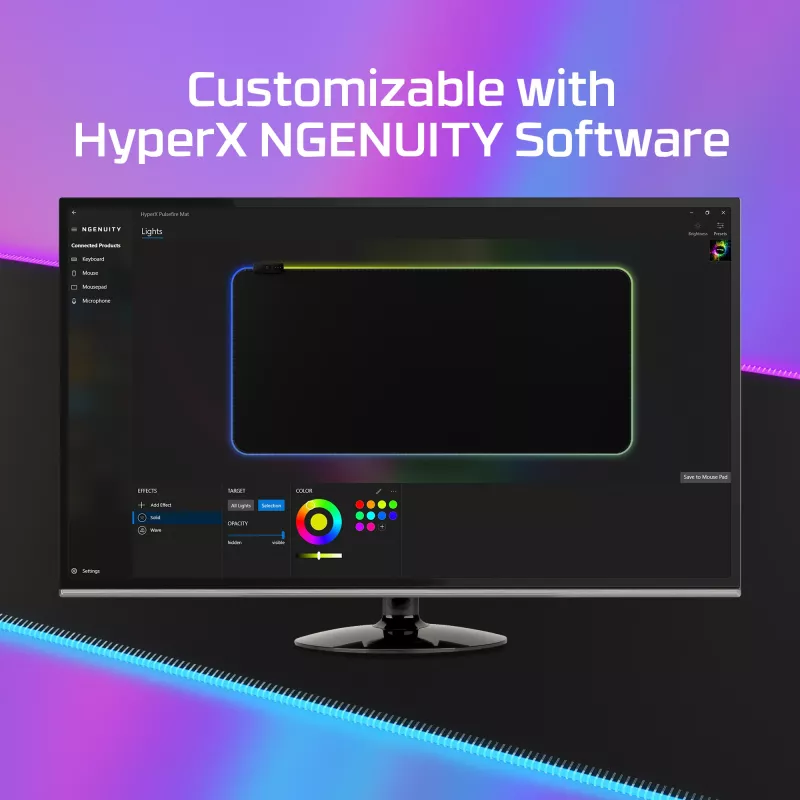 HyperX Pulsefire Mat - RGB-pelihiirimatto - kangas (XL)