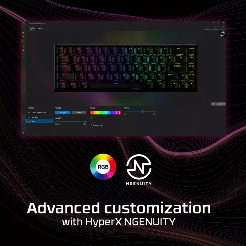 HyperX Alloy Origins 65 – mekaaninen pelinäppäimistö – HX Aqua (US-asettelu)