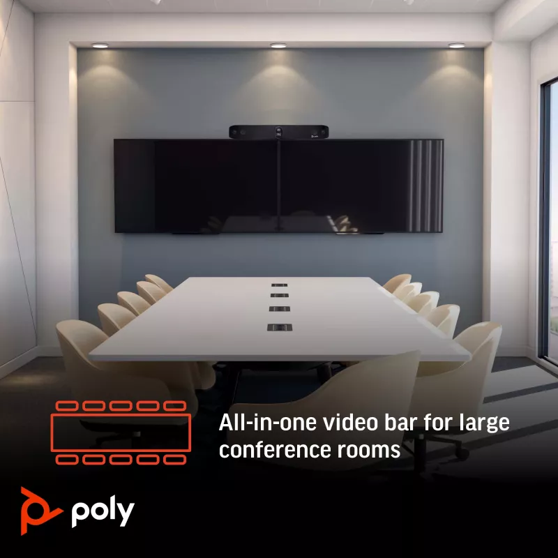 HP Poly Studio X70 all-in-one-videopalkki, 357 kg, 0 - 40 °C, 15 - 80%, 840,2 mm, 135,4 mm, 117,3 mm