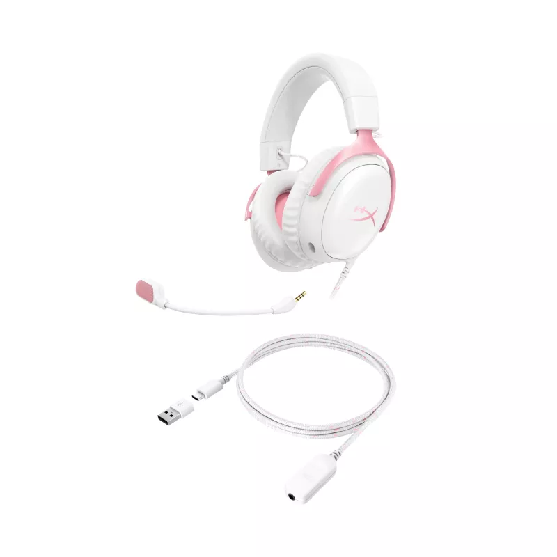 HyperX Cloud III -peliheadset (valkoinen/pinkki)