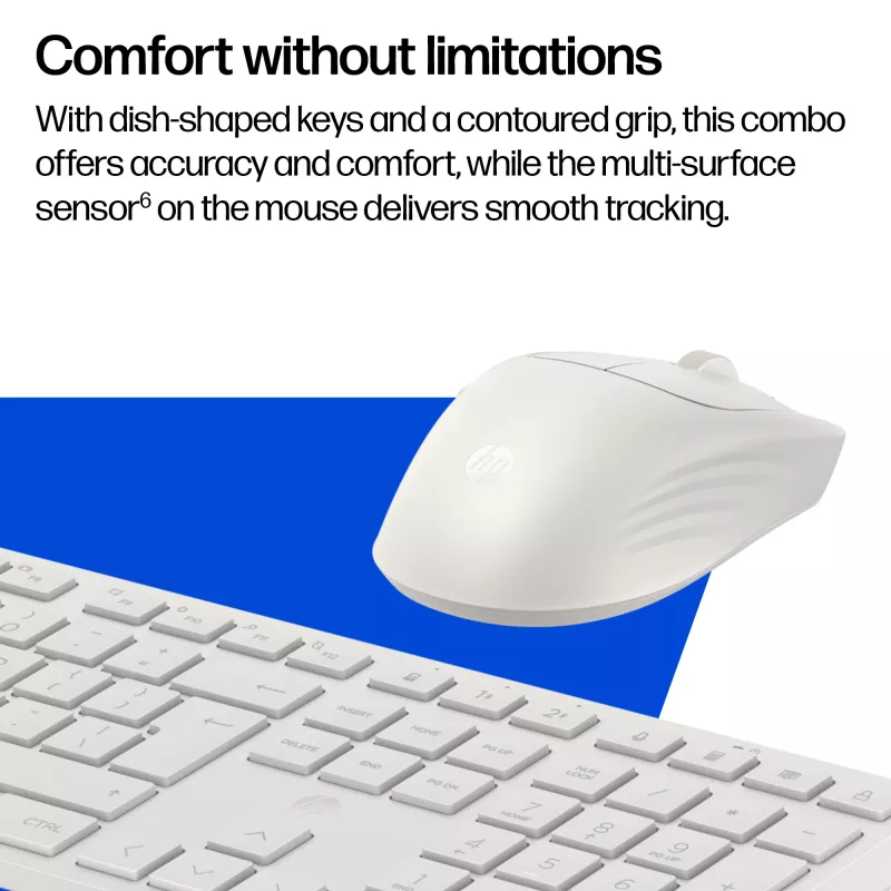 HP Multi-Device Dual-Mode hiiri- ja näppäimistöyhdistelmä 495C, Full-Size (100 %), langaton, USB + RF Wireless + Bluetooth, valkoinen, hiiri mukana
