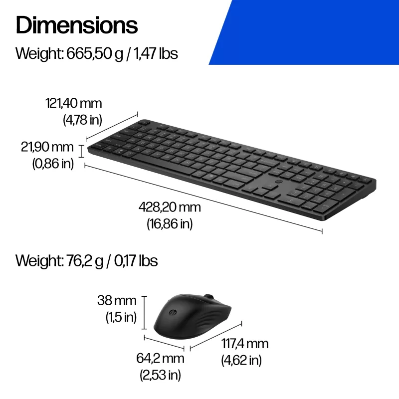 HP Multi-Device Dual-Mode hiiri- ja näppäimistöyhdistelmä 495C, Full-Size (100 %), langaton, USB + RF Wireless + Bluetooth, valkoinen, hiiri mukana