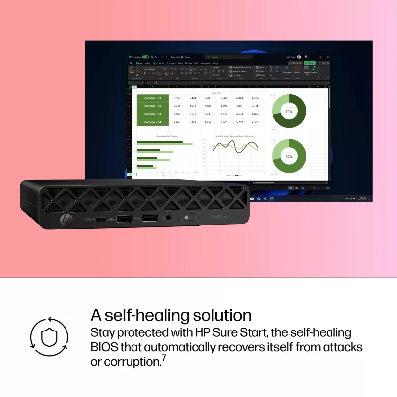 Mini-PC HP ProDesk 4 G1i AI — Intel Core Ultra 5 235T, 16 GB DDR5, 512 GB SSD, Windows 11 Pro, musta