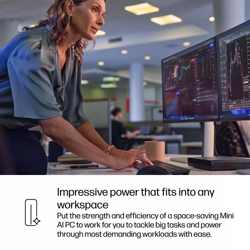 Mini-PC HP EliteDesk 8 Mini G1i AI — Intel Core Ultra 7 265T, 16 GB DDR5, 1 TB SSD, Windows 11 Pro, musta