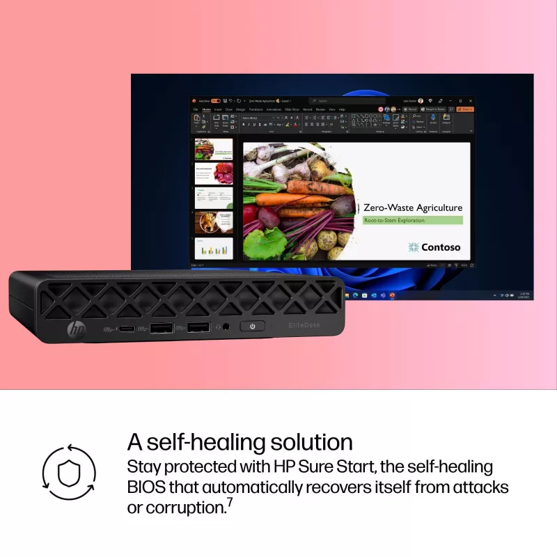 Mini-PC HP EliteDesk 8 Mini G1i AI — Intel Core Ultra 7 265T, 16 GB DDR5, 1 TB SSD, Windows 11 Pro, musta