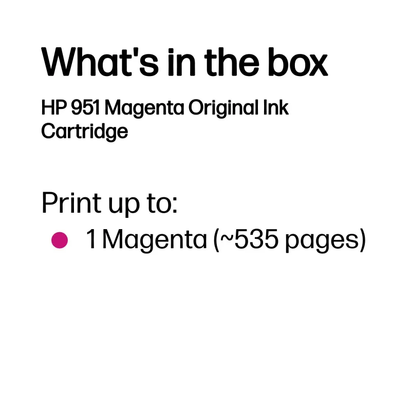 HP 951 magenta alkuperäinen mustekasetti, magenta, 1 kpl, 535 sivua