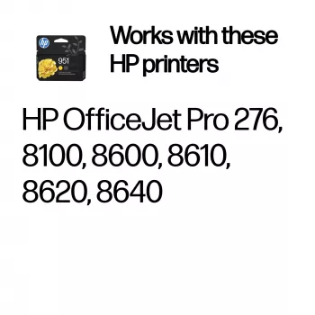 HP 951 keltainen alkuperäinen mustekasetti, keltainen, 1 kpl, 535 sivua