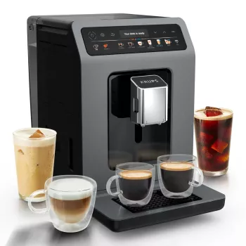 Espressokeitin Krups Evidence Hot & Cold EA898GF0 – täysautomaattinen, 2,5 l vesisäiliö, integroitu mylly, 2 ulostuloa