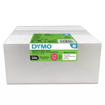 Tarrarullat Dymo 2223589 – valkoiset paperitarrat 5,4 × 2,5 cm, 500 tarraa/rulla, 12 000 tarraa/pakkaus, FSC