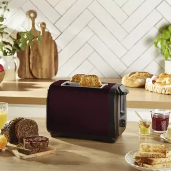 Leivänpaahdin MOULINEX LT5S05E0 — 2 viipaletta, 1300 W, ruostumaton teräskotelo, musta/punainen
