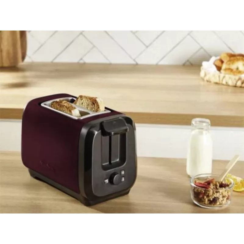 Leivänpaahdin MOULINEX LT5S05E0 — 2 viipaletta, 1300 W, ruostumaton teräskotelo, musta/punainen