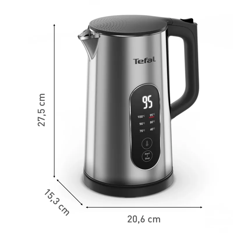 Tefal Selection KI871DE0 vedenkeitin 1,7 l 1500 W musta, ruostumaton teräs