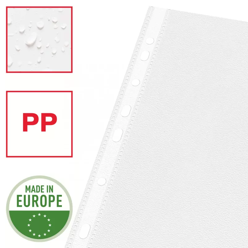 Esselte kirkkaat taskut A4 – Economy –, 210 x 297 mm (A4), läpinäkyvä, polypropeeni (PP), pysty, ylhäältä, 230 mm