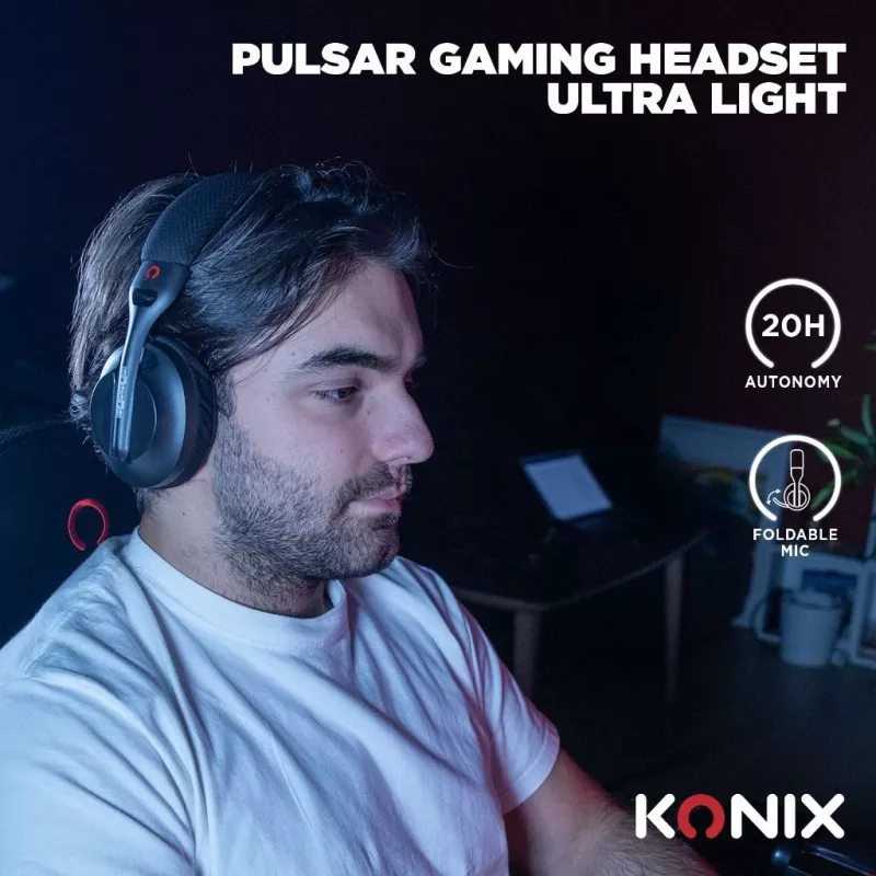 Konix PULSAR kuulokemikrofoni johdollinen & langaton päänauha peli USB Type-C Bluetooth musta