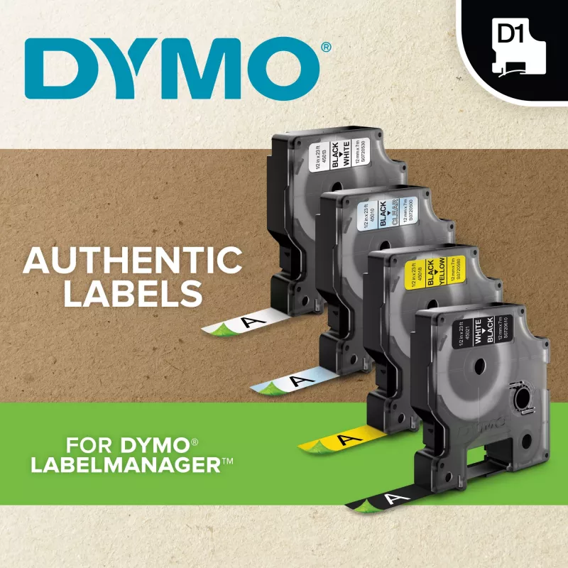 DYMO Authentic D1 Durable -tarrat | musta teksti punaisella nauhalla | 12 mm x 3 m | merkintänauha LabelManager-tarratulostimille
