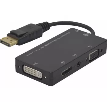 Hypertec 127377-HY videokaapeliadapteri DisplayPort DVI-D + VGA (D-Sub) + HDMI musta