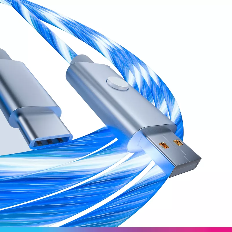 Oniverse USB-A - USB-C Quick Charge -kaapeli LED-valolla - 2 metriä - valkoinen (Multiplatform)