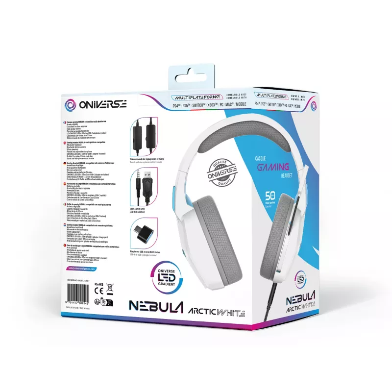 Oniverse -peliheadset Nebula - Arctic White (Multiplattform)