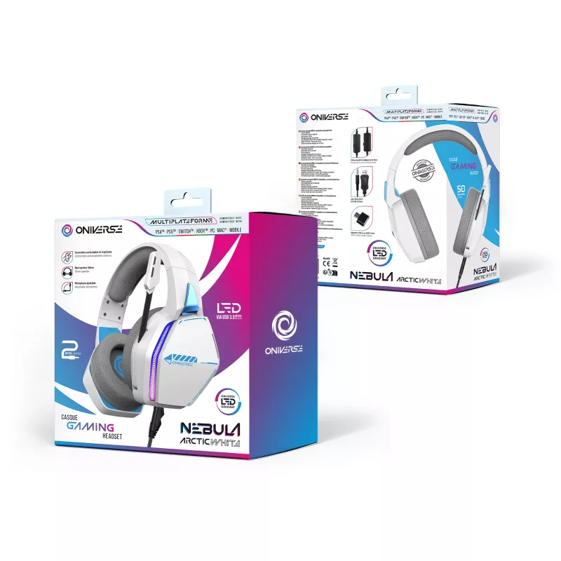 Oniverse -peliheadset Nebula - Arctic White (Multiplattform)