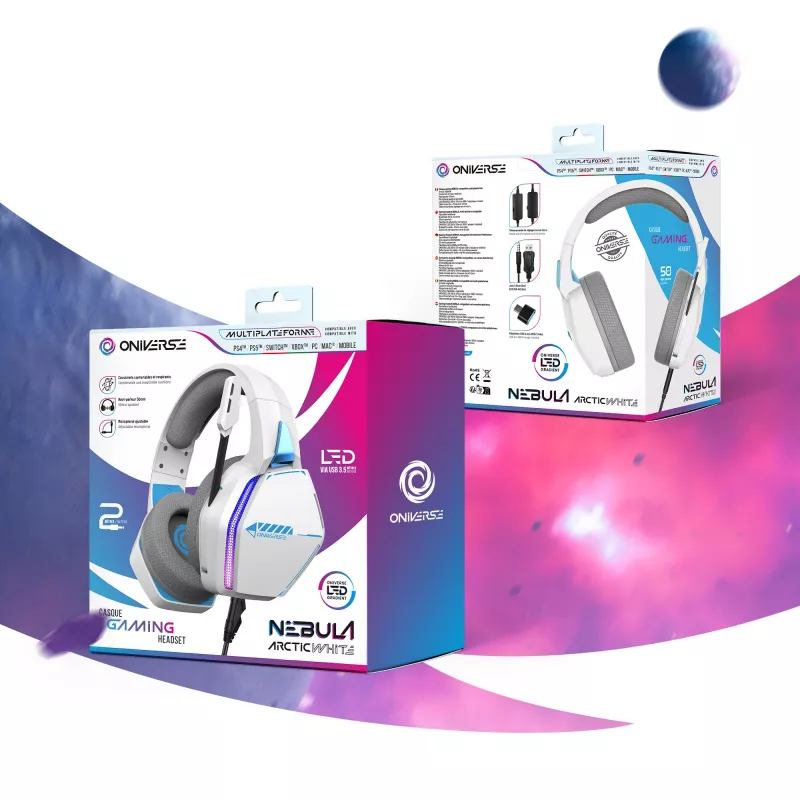 Oniverse -peliheadset Nebula - Arctic White (Multiplattform)