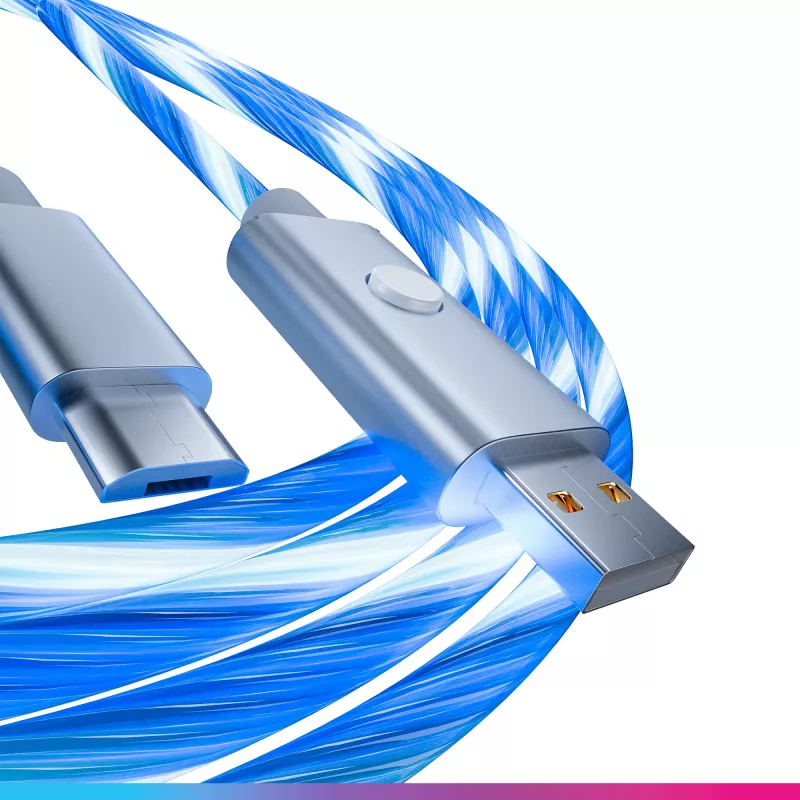 Oniverse Micro-USB-latauskaapeli LED-valolla – 2 metriä – valkoinen (Multiplatform)
