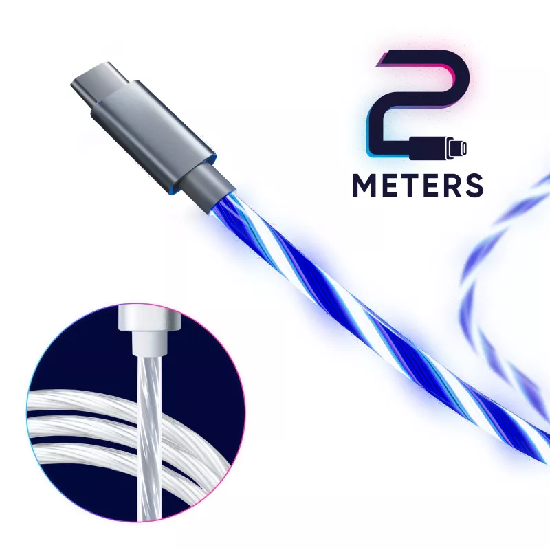 Oniverse USB-C - USB-C -pikalatauskaapeli – 2 metriä – LED (Multiplatform)
