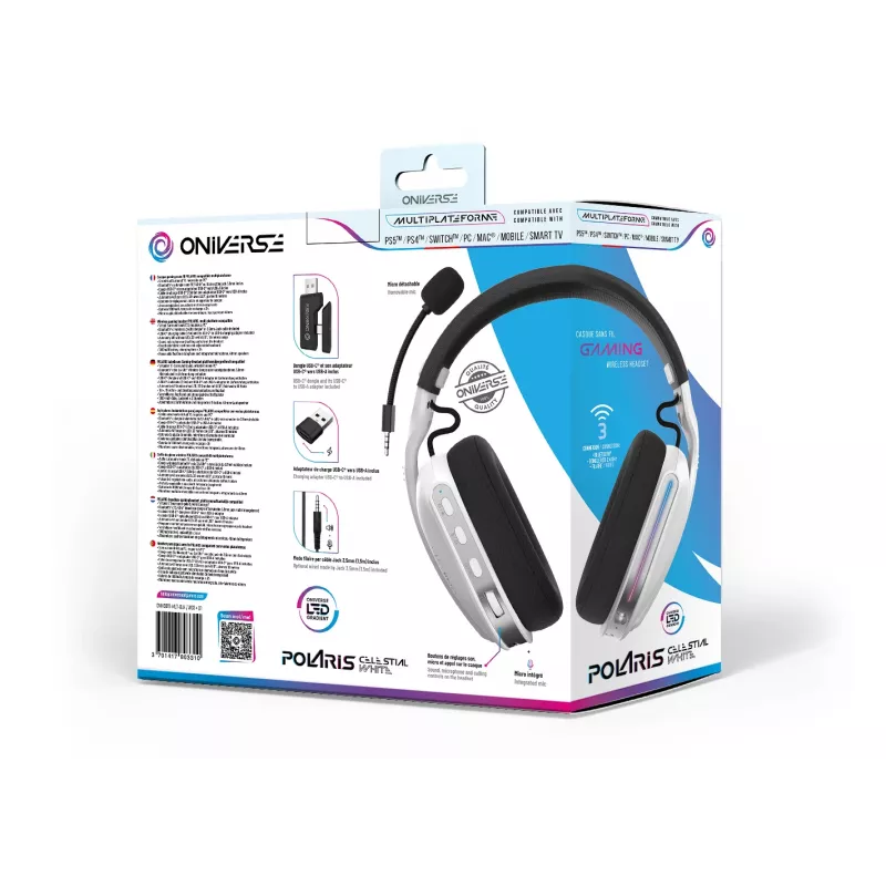 Oniverse langattomat pelikuulokkeet Polaris - Celestial White (Multiplatform)