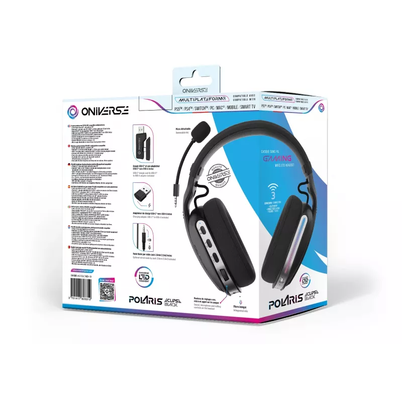 Oniverse langattomat pelikuulokkeet Polaris - Eclipse musta (Multiplatform)