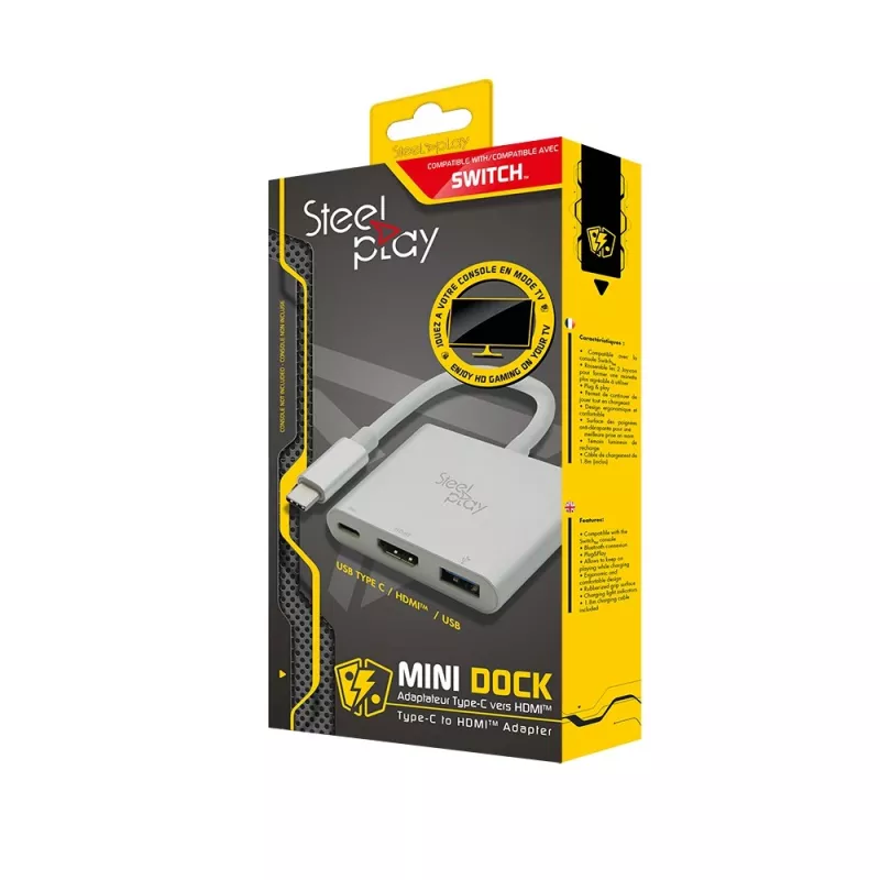Steelplay Mini Dock - HDMI-sovitin (Switch), USB Type-C, HDMI-lähtö